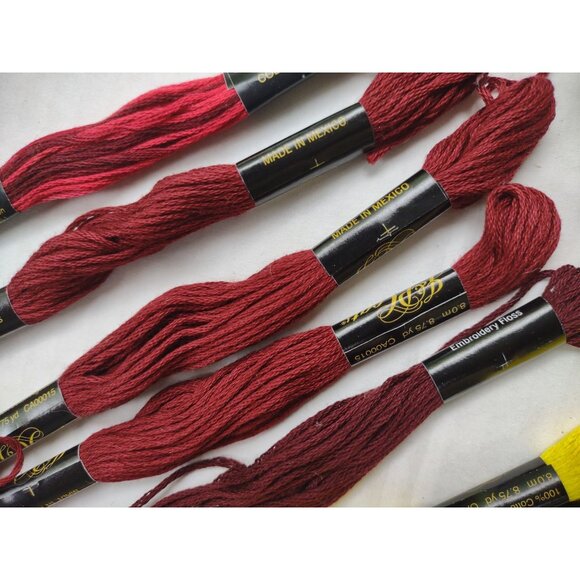 Loops and Thread/ JP Coats Yellow and Burgundy Embroidery Floss Cross Stitch Thr - Picture 2 of 7